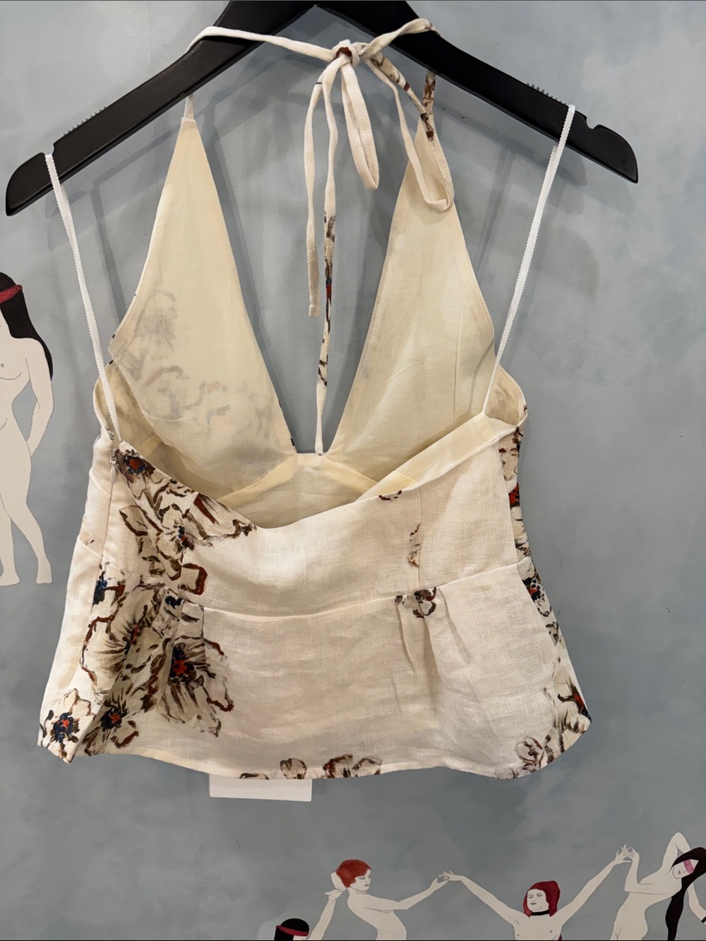 SIR Freja Floral Linen Halter Top in Cream - Picture 5 of 5